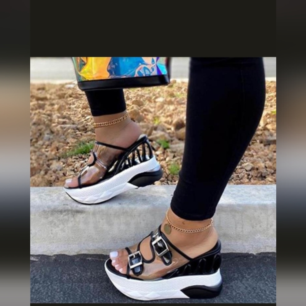 Designer wedge Heels Never Worn